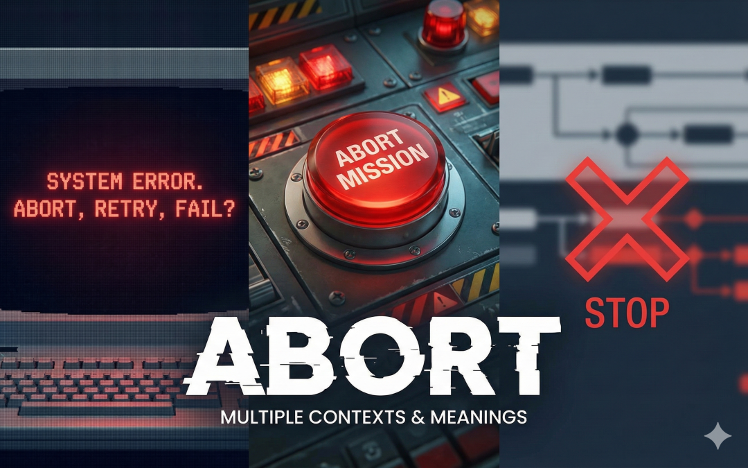 Abort แปลหลักๆ ได้ว่า “ยกเลิก”, “ยุติ”, หรือ “ระงับ”