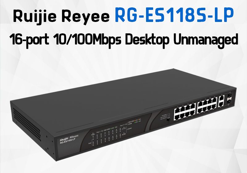 ภาพสินค้า RUIJIE REYEE POE SWITCHING 16+2+2 PORT (10/100MB POE)(1000 MB Uplink)(1000MB SFP)(Unmanaged)(148W) รุ่น RG-ES118S-LP ร้าน 108OA Online Shop