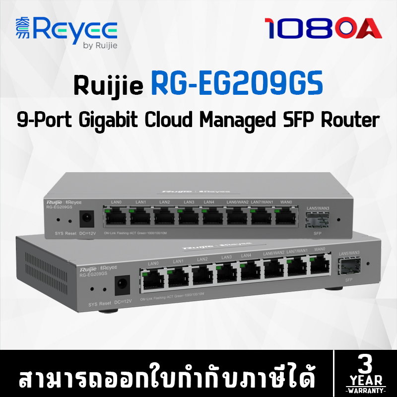รีวิว RG-EG209GS Ruijie Reyee 9-Port Gigabit Cloud Managed SFP Router