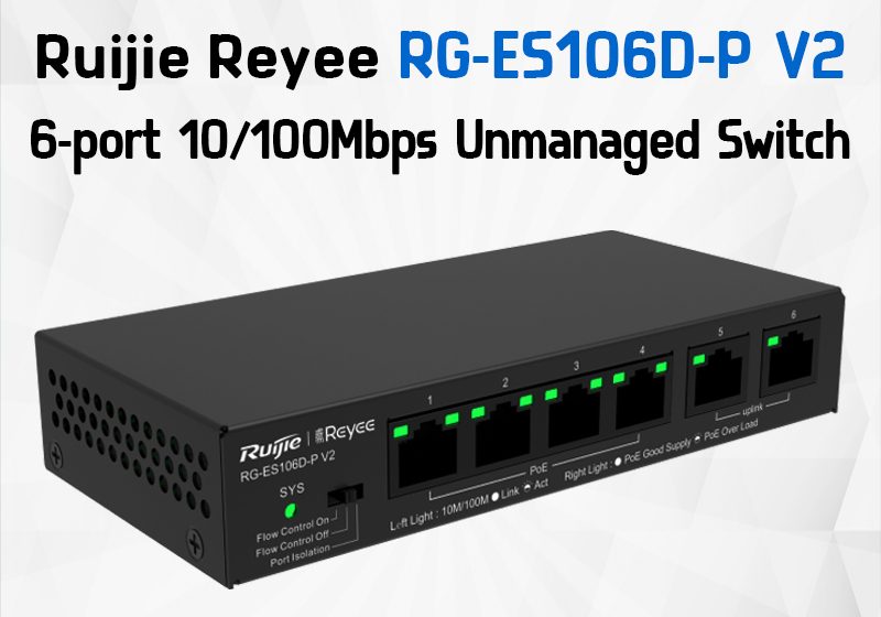 ภาพสินค้า RUIJIE Reyee RG-ES106D-P V2 4-Port 10/100Mbps + 2 Uplink port 10/100Mbps ร้าน 108OA Online Shop