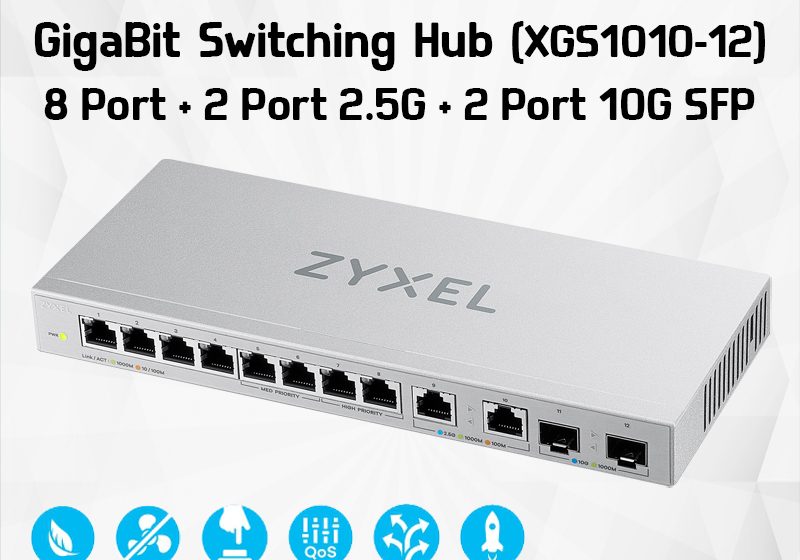 ภาพสินค้า ZyXEL XGS1010-12 GigaBit Switching Hub 8 Port + 2 Port 2.5G + 2 Port 10G SFP ประกันศูนย์ไทย ร้าน 108OA Online Shop