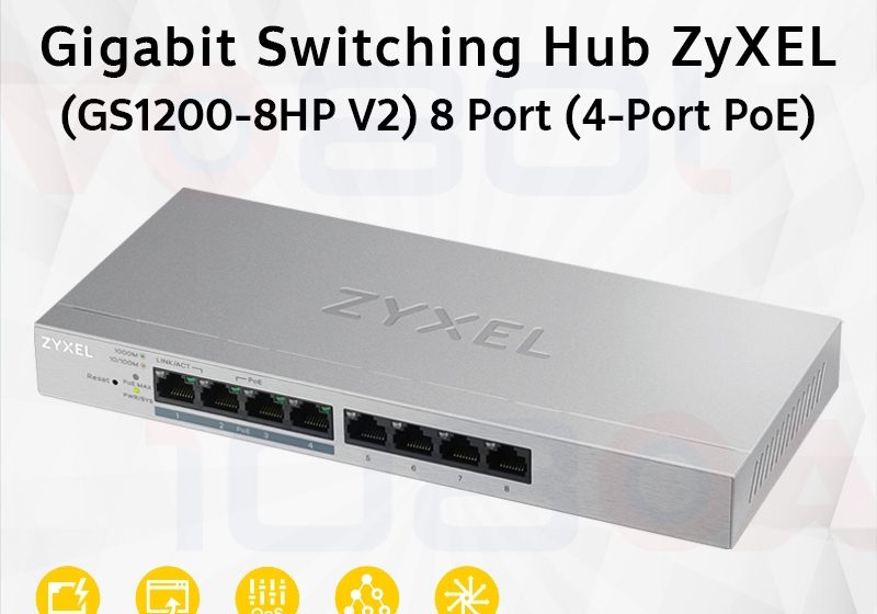 ภาพสินค้า Gigabit Switching Hub ZyXEL (GS1200-8HP V2) 8 Port (4-Port PoE) Web-Menager (10) ร้าน 108OA Online Shop