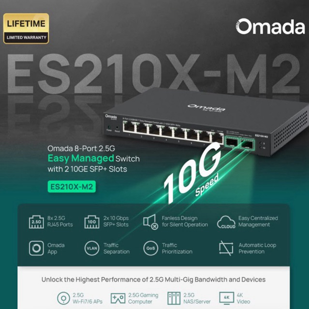 รีวิว TP-Link ES210X-M2 Switch 2.5G 8 Port + 10G SFP Omada Easy Managed (Fanless) ประกันศูนย์ไทย