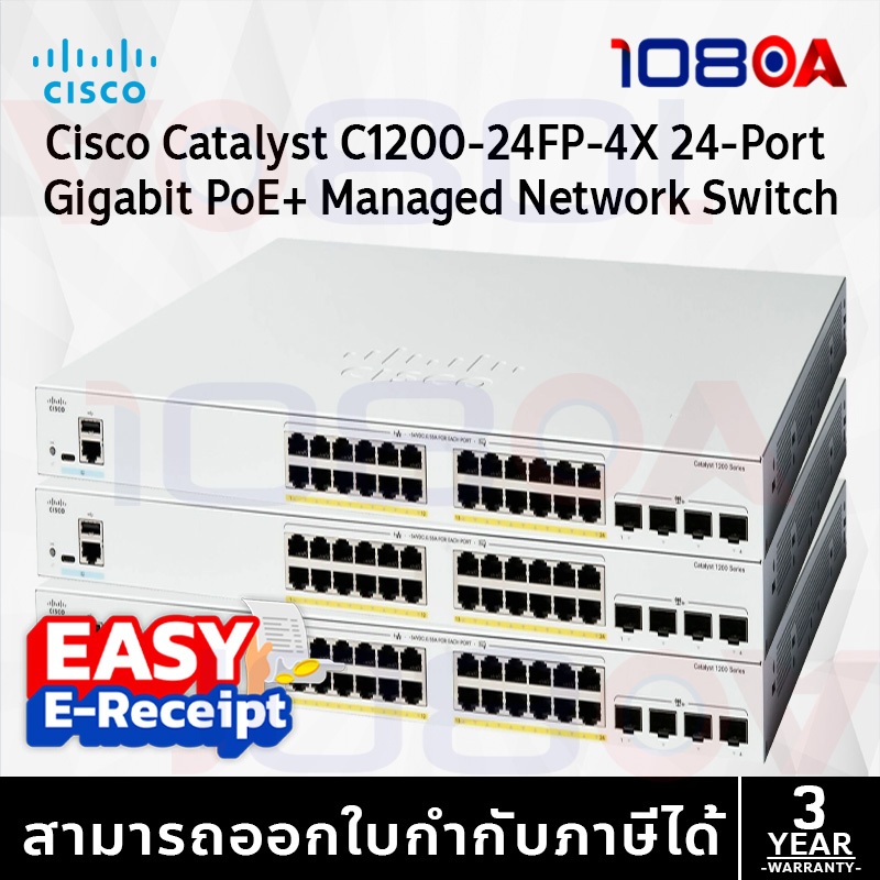 รีวิว Cisco C1200-24FP-4X 24-Port Gigabit PoE+ 4x10G SFP+ Uplink รองรับ Static Routing ประกันศูนย์ไทย