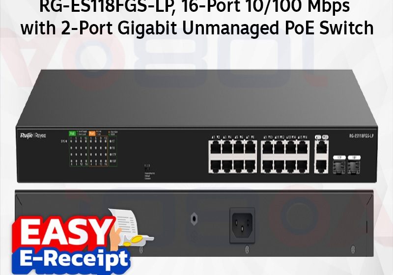 ภาพสินค้า Ruijie Reyee RG-ES118FGS-LP 16-Port 100Mbps + 2 Gigabit ประกันศูนย์ 3 ปี ส่งด่วน สั่งเลย By 108OA ร้าน 108OA Online Shop