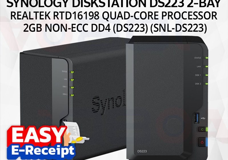 ภาพสินค้า Synology DS223 NAS 2-bay DiskStation Realtek RTD1619B quad-core 2GB non-ECC DDR4 (non-upgradable) ร้าน 108OA Online Shop