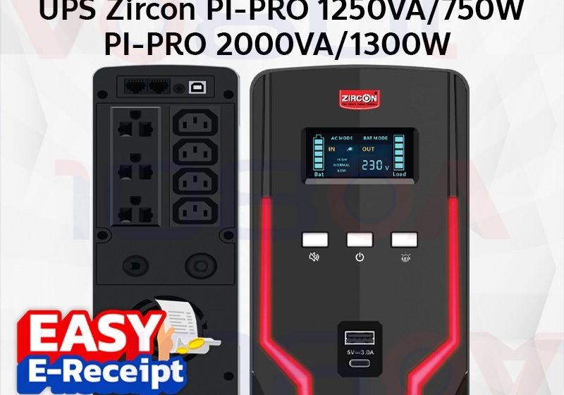 ภาพสินค้า ZIRCON PI-PRO 2000VA/1300W UPS เครื่องสำรองไฟ Pure Sine Wave for Gaming Server ประกัน 2 ปี ร้าน 108OA Online Shop