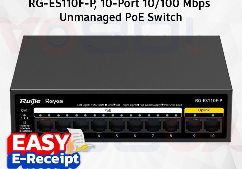 ภาพสินค้า Ruijie Reyee RG-ES110F-P สวิตช์ที่ใช้ PoE ที่ไม่มีการจัดการโดยมีพอร์ตความเร็ว 10/100 Mbps 10 พอร์ต ร้าน 108OA Online Shop