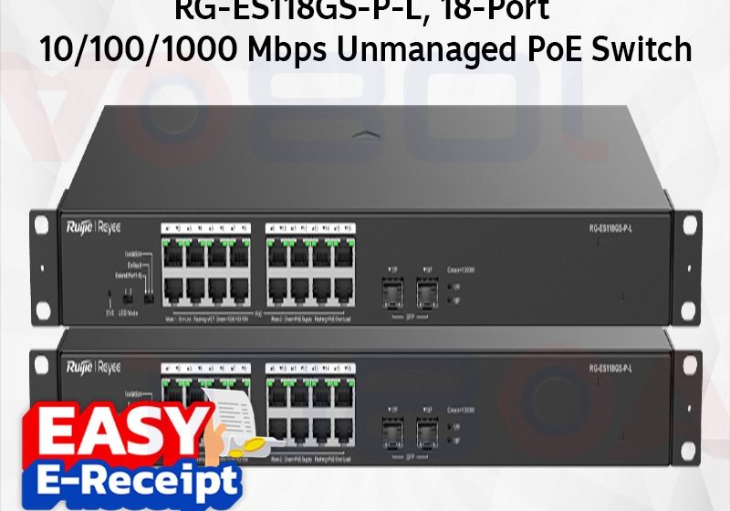 ภาพสินค้า Ruijie Reyee RG-ES118GS-P-L, 18-Port 10/100/1000 Mbps Unmanaged PoE Switch ประกันศูนย์ 3 ปี ส่งด่วน ร้าน 108OA Online Shop