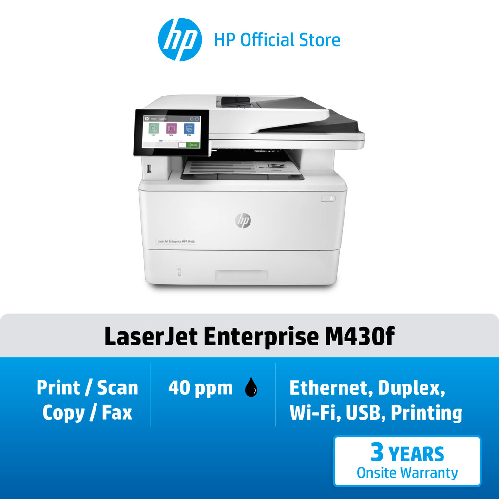 HP Printers LaserJet Enterprise MFP M430f (Only Black) เครื่องพิมพ์เลเซอร์เฉพาะหมึกสีดำ HP Flagship Store
