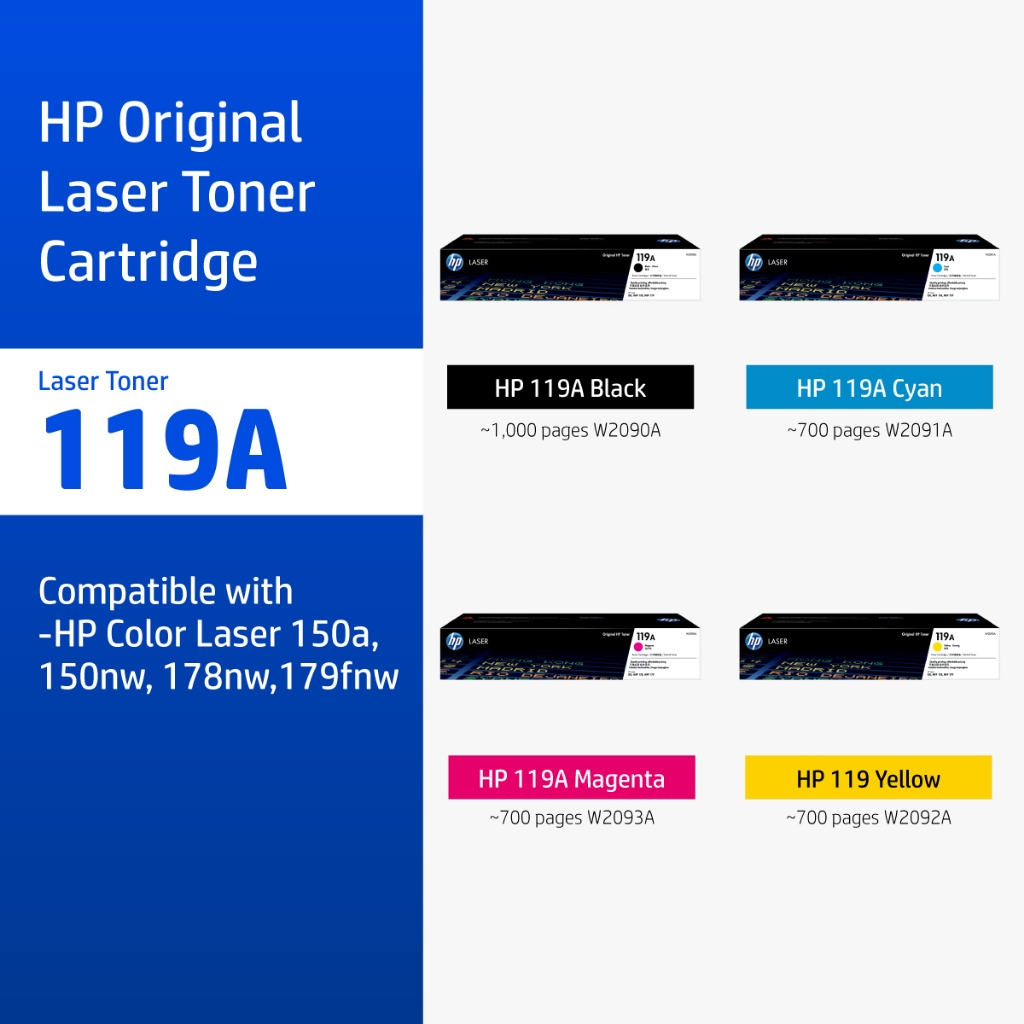 HP 119A Original LaserJet Toner Cartridge | ตลับหมึกเลเซอร์ สี / สีดำ HP Flagship Store