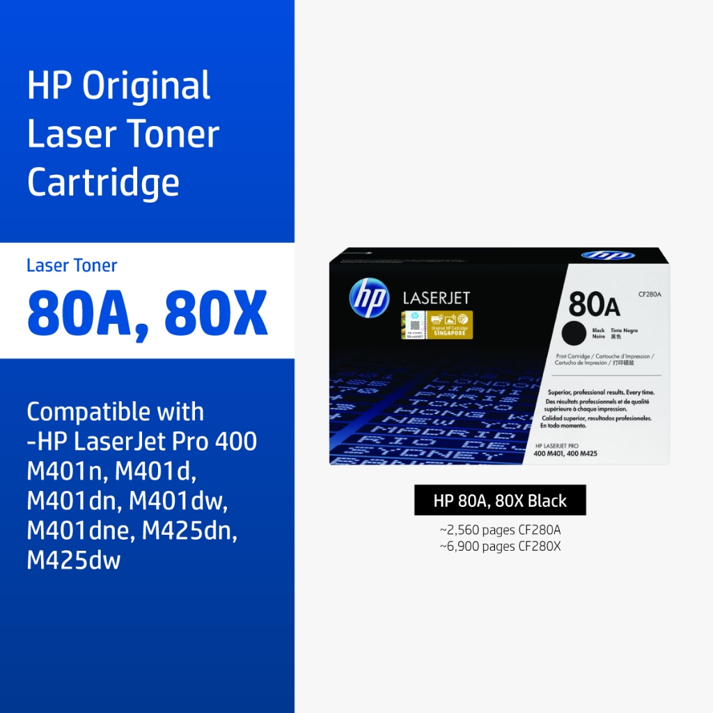 HP 80A/ 80X Black Original LaserJet Toner Cartridge | ตลับหมึกเลเซอร์สีดำ HP Flagship Store