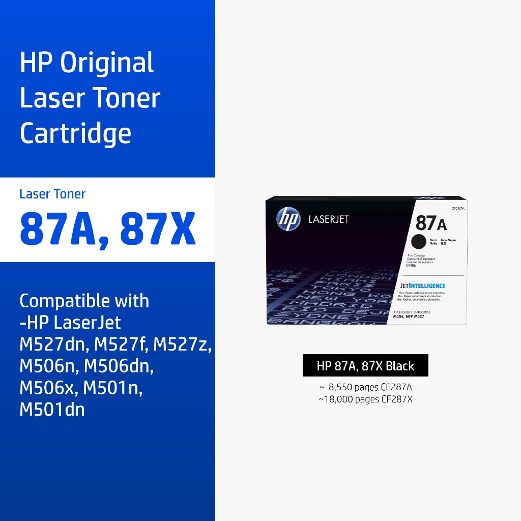 ตลับหมึกHP 87A / 87X | หมึกปริ้นเตอร์เลเซอร์ สีดำ Original LaserJet Toner Cartridge HP Flagship Store