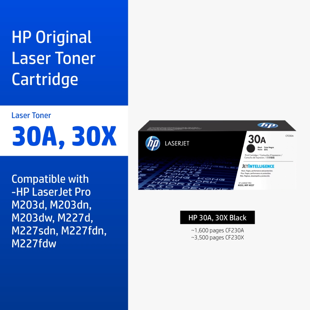 HP 30A / 30X Black Original Laser Toner Cartridge | ตลับหมึกเลเซอร์สีดำ HP Flagship Store