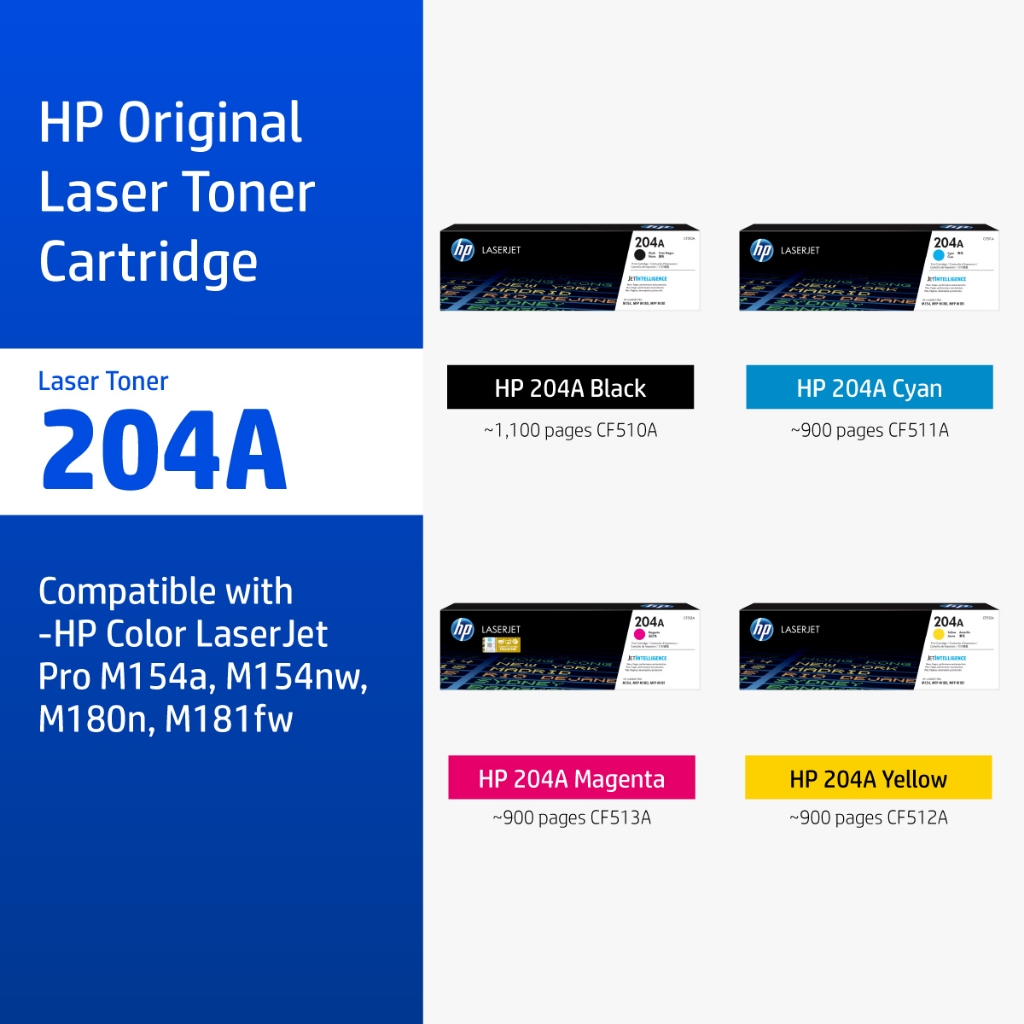 ตลับหมึกHP 204A | หมึกปริ้นเตอร์เลเซอร์ สี / สีดำ Original LaserJet Toner Cartridge HP Flagship Store