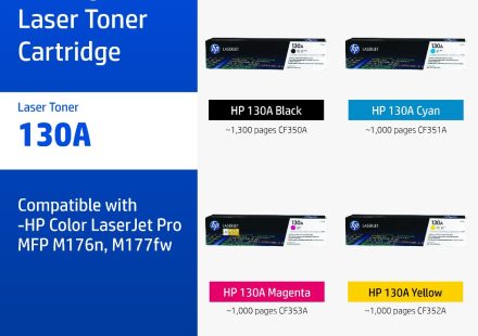 ภาพสินค้า HP 130A | หมึกปริ้นเตอร์เลเซอร์ สี / สีดำ Original LaserJet Toner Cartridge HP แท้