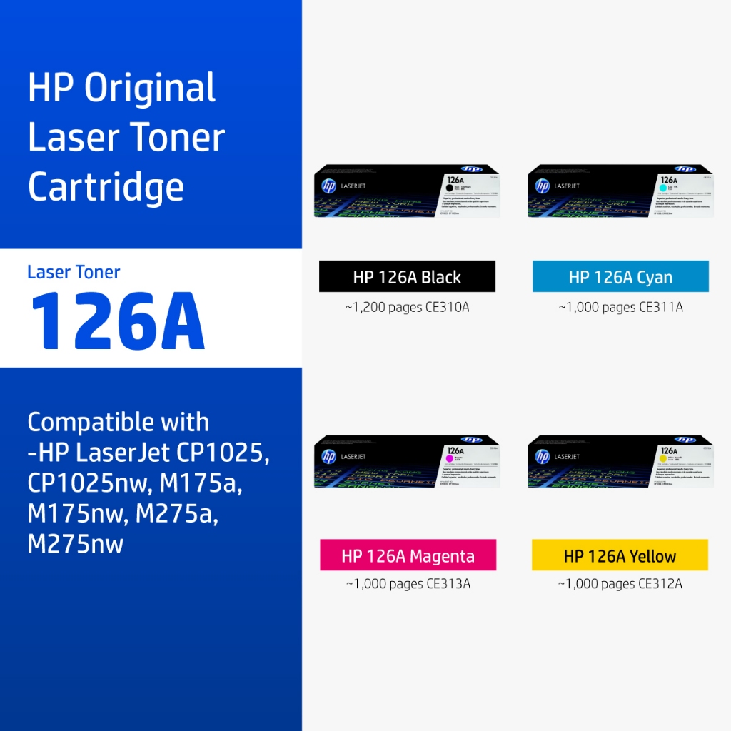 HP 126A Original LaserJet Toner Cartridge | ตลับหมึกเลเซอร์ สี / สีดำ HP Flagship Store