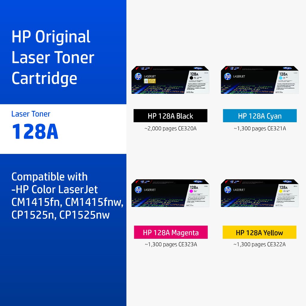 ตลับหมึกHP 128A | หมึกปริ้นเตอร์เลเซอร์ สี / สีดำ Original LaserJet Toner Cartridge HP Flagship Store