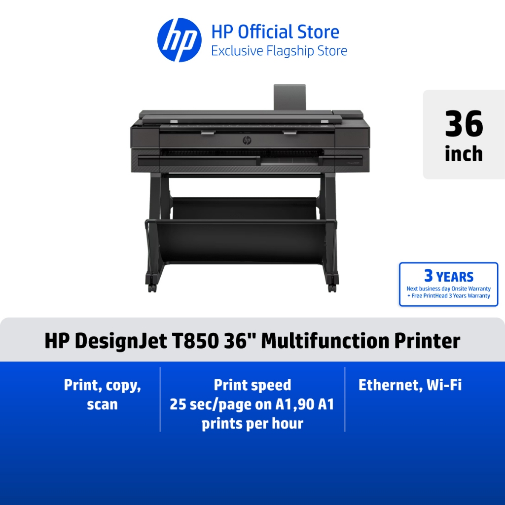 HP DesignJet T850 36-inch Large Format Plotter Printer HP Flagship Store