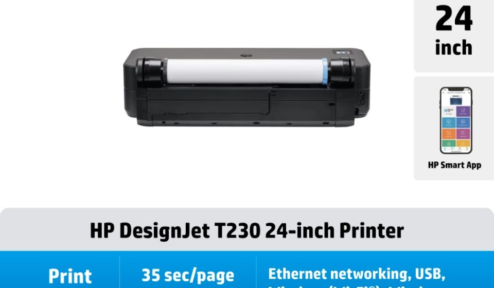ภาพสินค้า HP DesignJet T230 24" printer |เครื่องพิมพ์คุณภาพสูง |รองรับงานพิมพ์ A1|พิมพ์เร็ว สีสด คมชัด | ใช้กับงานออกแบบและกราฟฟิค HP แท้