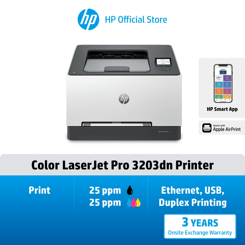 HP Printers Color LaserJet Pro 3203dn / 3203dw เครื่องพิมพ์เลเซอร์สี HP Flagship Store