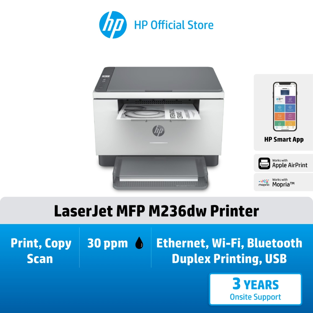 HP Printers LaserJet MFP M236dw (Only Black) เครื่องพิมพ์เลเซอร์เฉพาะหมึกสีดำ HP Flagship Store