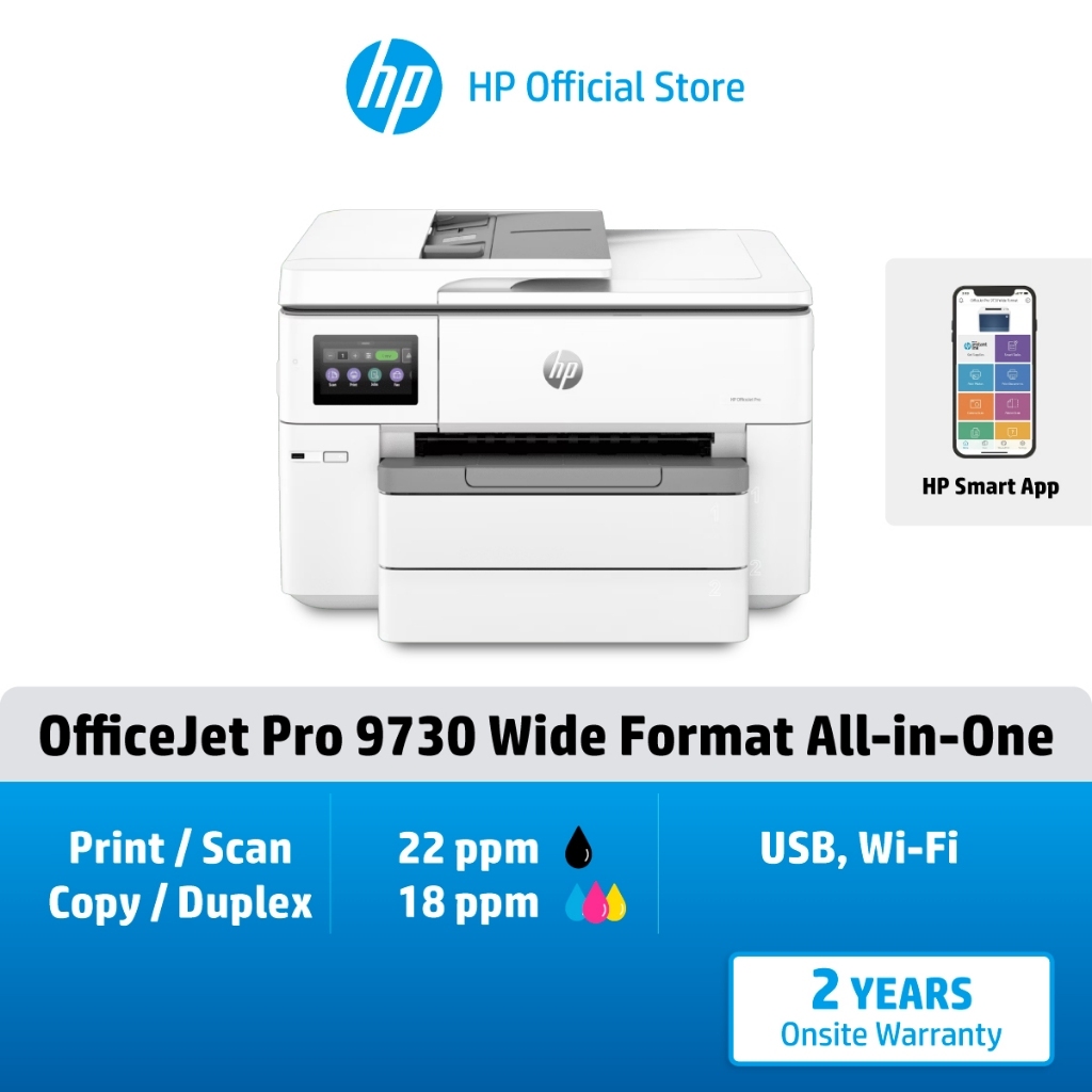 HP เครื่องปริ้น OfficeJet Pro 9730 / 9720 Wide Format All-in-One Printer /รองรับ A3 HP Flagship Store