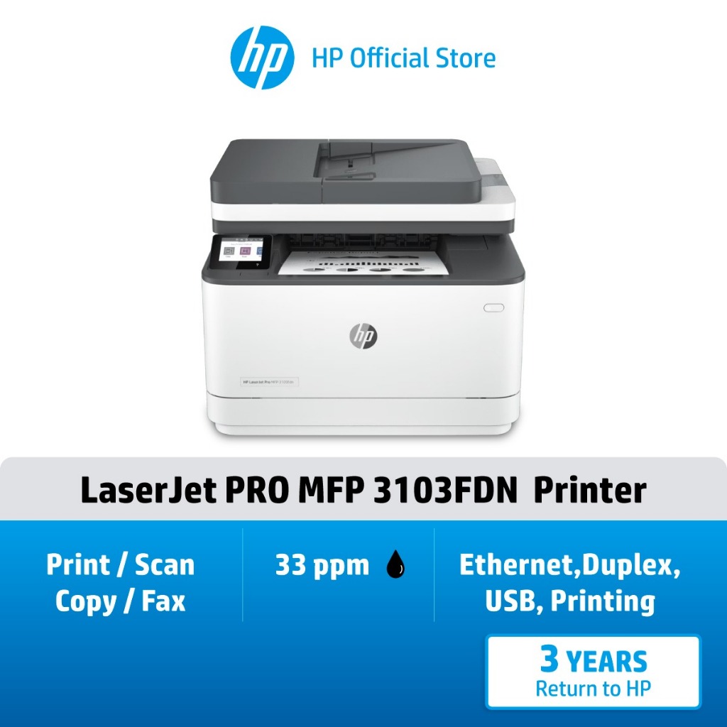 HP LaserJet Pro เครื่องปริ้น รุ่น MFP ( 3103FDN / 3103FDW ) Printer HP Flagship Store