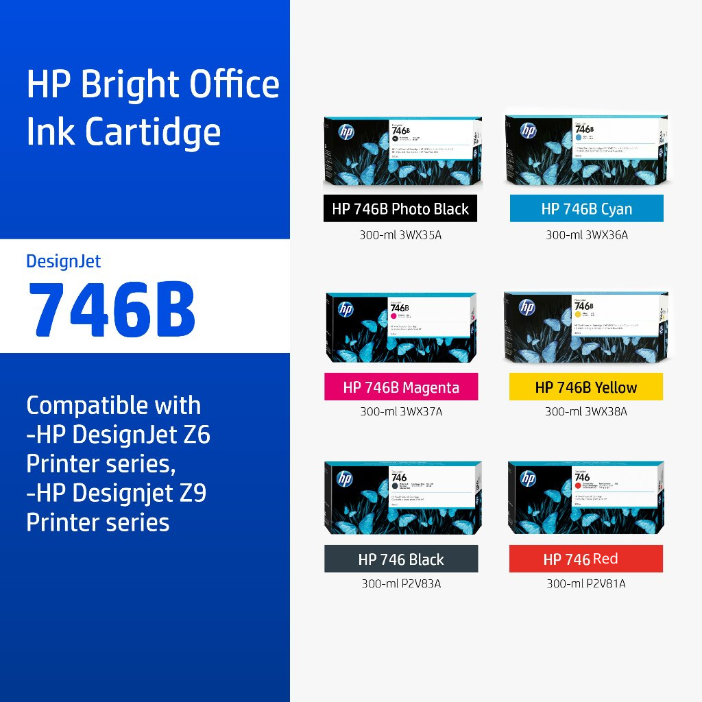 HP 746B Black/Tri-Color (ตลับหมึกสี/สีดำ) DesignJet Ink Cartridge HP Flagship Store
