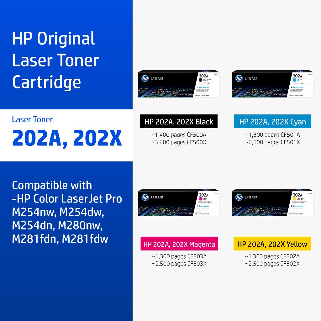 HP 202A / 202X Original LaserJet Toner Cartridge | ตลับหมึกเลเซอร์ สี / สีดำ HP Flagship Store