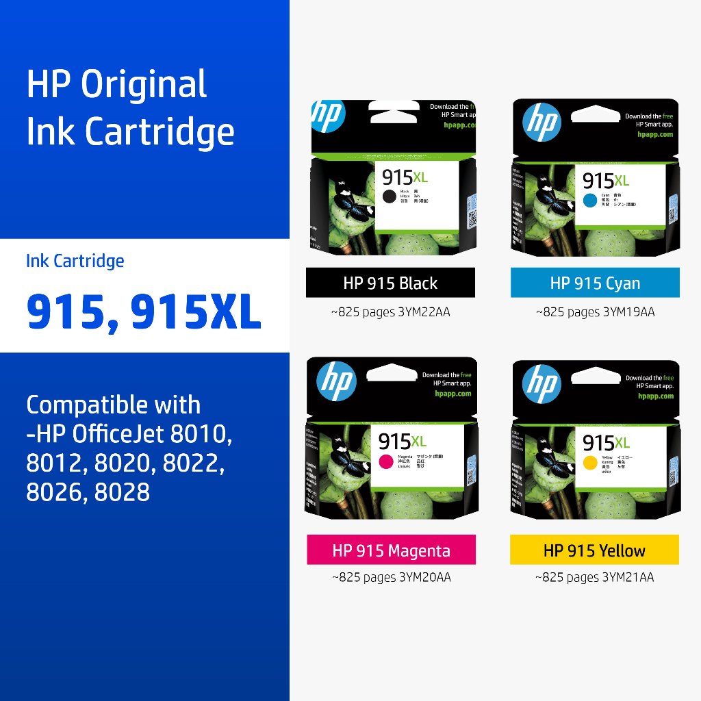 ตลับหมึกHP 915XL | Black/Tri-Color ( สีดำ / สี ) Original Ink Advantage Cartridge HP Flagship Store