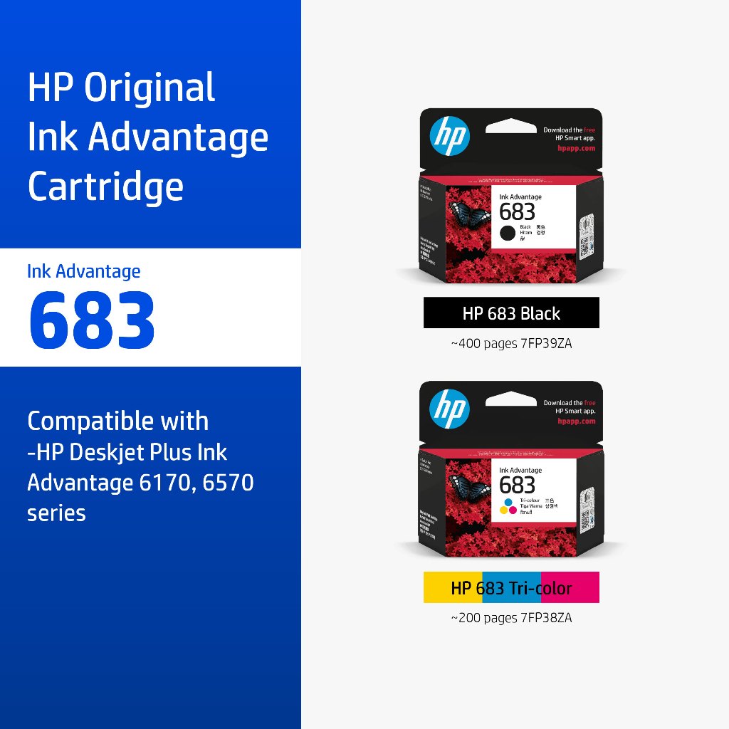 ตลับหมึกHP 683 Black/Tri-Color ( สีดำ / สี ) Original Ink Advantage Cartridge HP Flagship Store