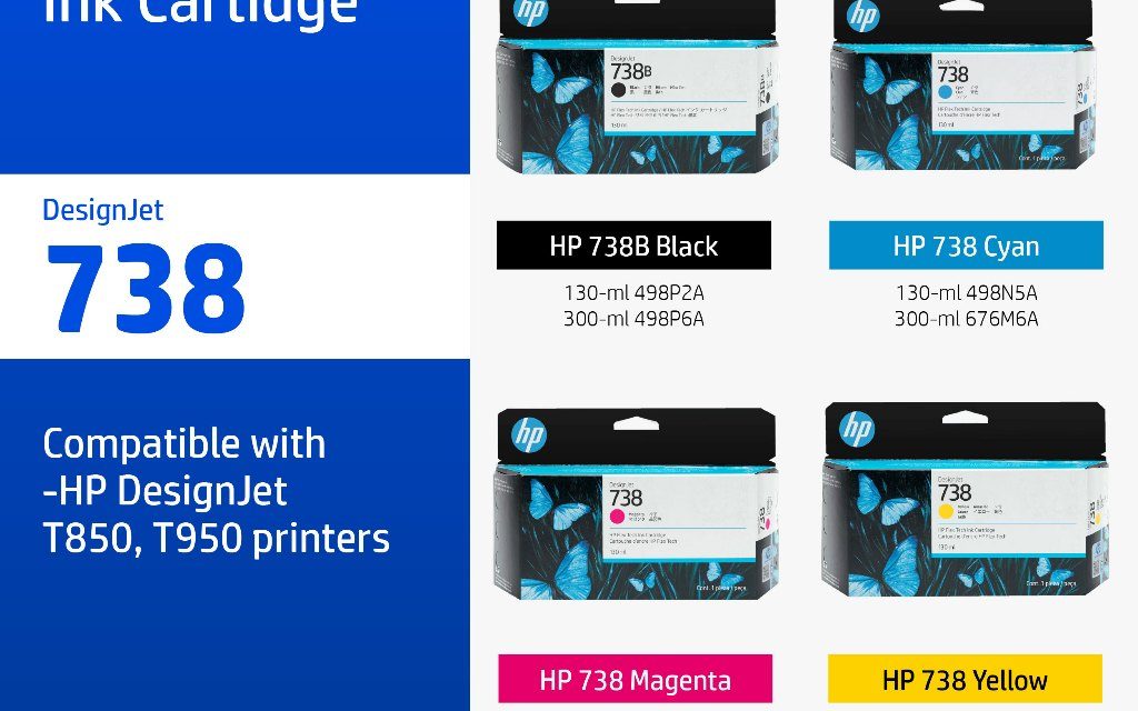 ภาพสินค้า HP 738 / 738B Black/Tri-Color (ตลับหมึกสี/สีดำ) DesignJet Ink Cartridge HP แท้