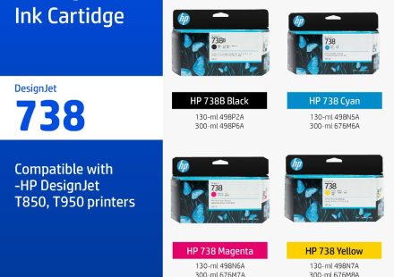 ภาพสินค้า HP 738 / 738B Black/Tri-Color (ตลับหมึกสี/สีดำ) DesignJet Ink Cartridge HP แท้