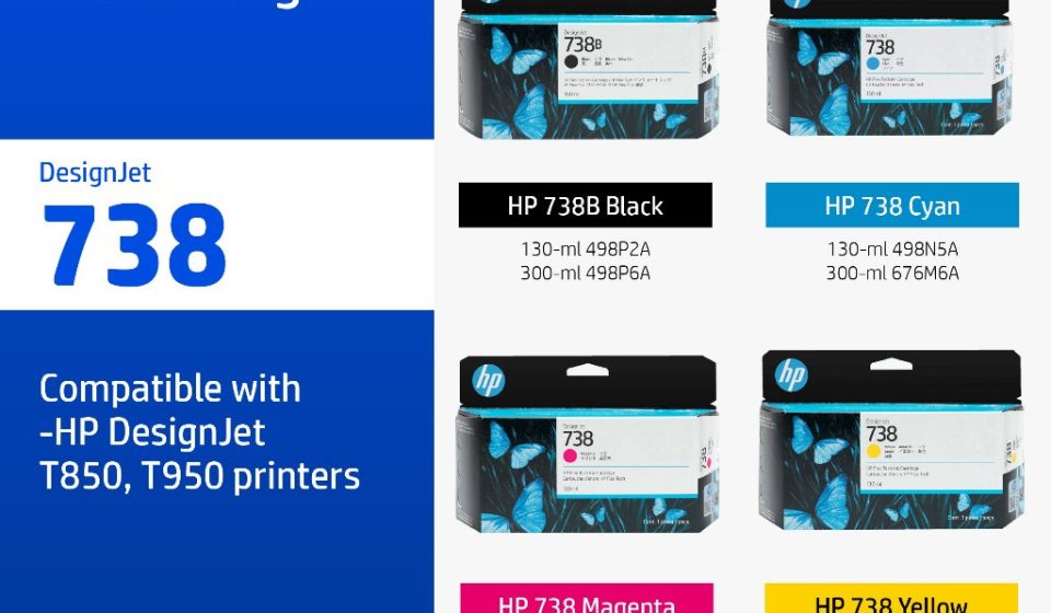 ภาพสินค้า HP 738 / 738B Black/Tri-Color (ตลับหมึกสี/สีดำ) DesignJet Ink Cartridge HP แท้