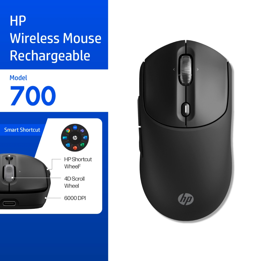 HP 700 Wireless Mouse | เมาส์บลูทูธ ชาร์จได้ มีปุ่ม AI Copilot & Shortcut Wheel ปรับแต่งได้ 7 ปุ่ม HP Flagship Store