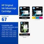 ภาพสินค้า ตลับหมึกHP 67 | หมึกปริ้นเตอร์เลเซอร์ สี / สีดำ Original Ink Advantage Cartridge HP แท้