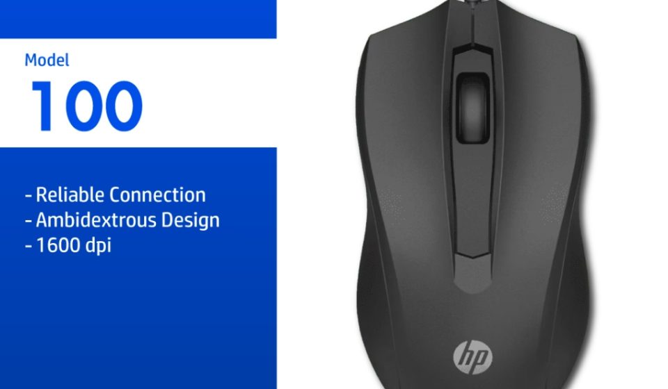 ภาพสินค้า HP 100 Wired Mouse | เมาส์มีสาย 1600DPI มือซ้าย/ขวา HP แท้