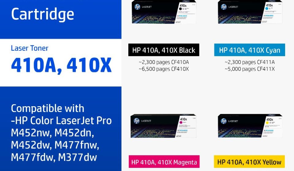 ภาพสินค้า ตลับหมึกHP 410A / 410X | หมึกปริ้นเตอร์เลเซอร์ สี / สีดำ Original LaserJet Toner Cartridge HP แท้