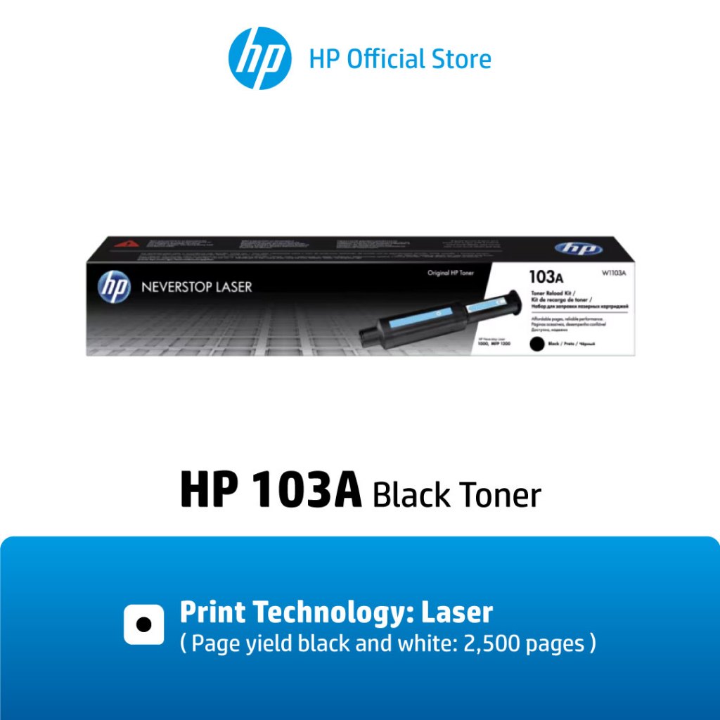 ตลับหมึกHP 103A | หมึกปริ้นเตอร์เลเซอร์ สีดำ Original Neverstop Laser Toner Reload Kit HP Flagship Store