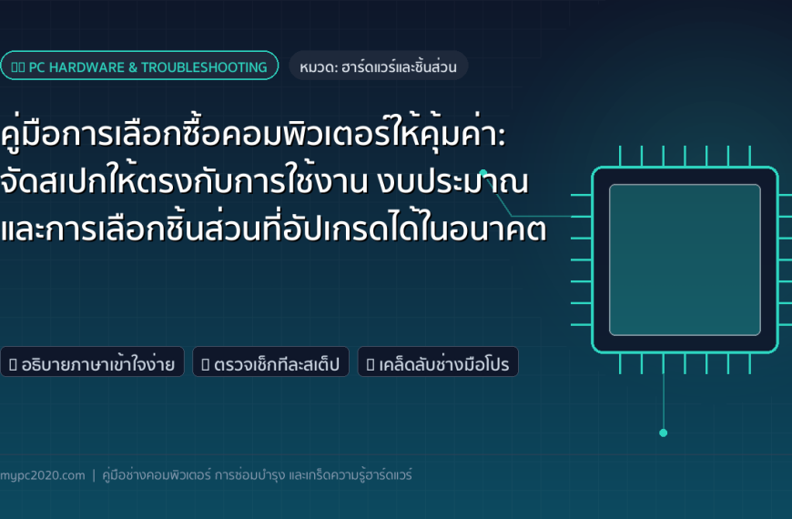 คู่มือการเลือกซื้อคอมพิวเตอร์ให้คุ้มค่า: จัดสเปกให้ตรงกับการใช้งาน งบประมาณ และการเลือกชิ้นส่วนที่อัปเกรดได้ในอนาคต