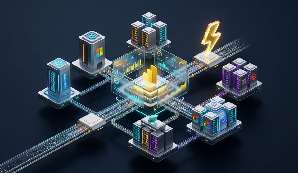 ภาพปกบทความการสร้างรายงานและนำเข้าข้อมูลประเภท Big Data ใน Power BI สไตล์ 3D Isometric