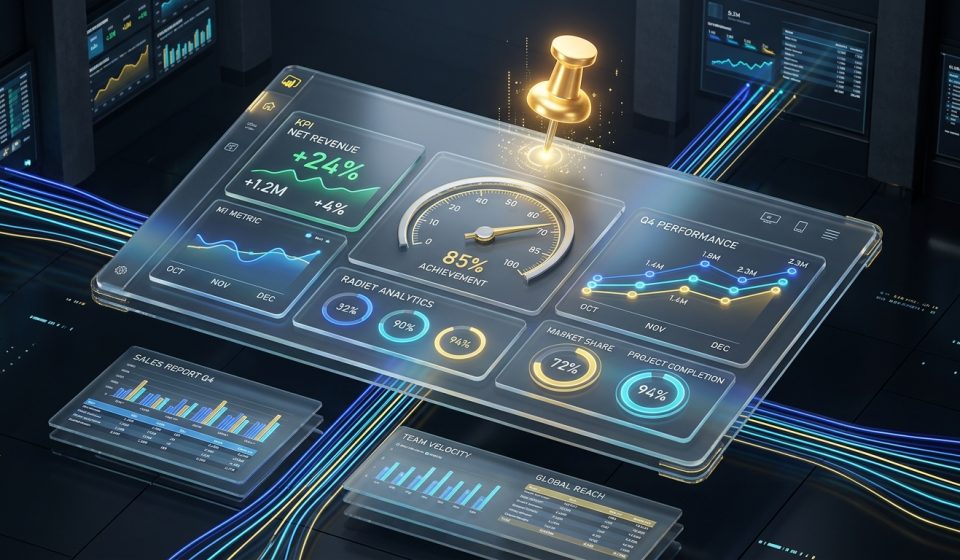 ภาพปกบทความคู่มือการสร้าง Dashboard ใน Power BI มอนิเตอร์ธุรกิจในหน้าเดียว สไตล์ 3D Isometric