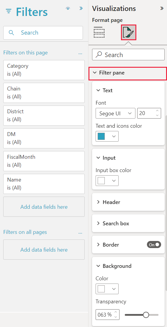 การตั้งค่าตัวกรองใน Filters Pane ระดับ Visual, Page, All Pages